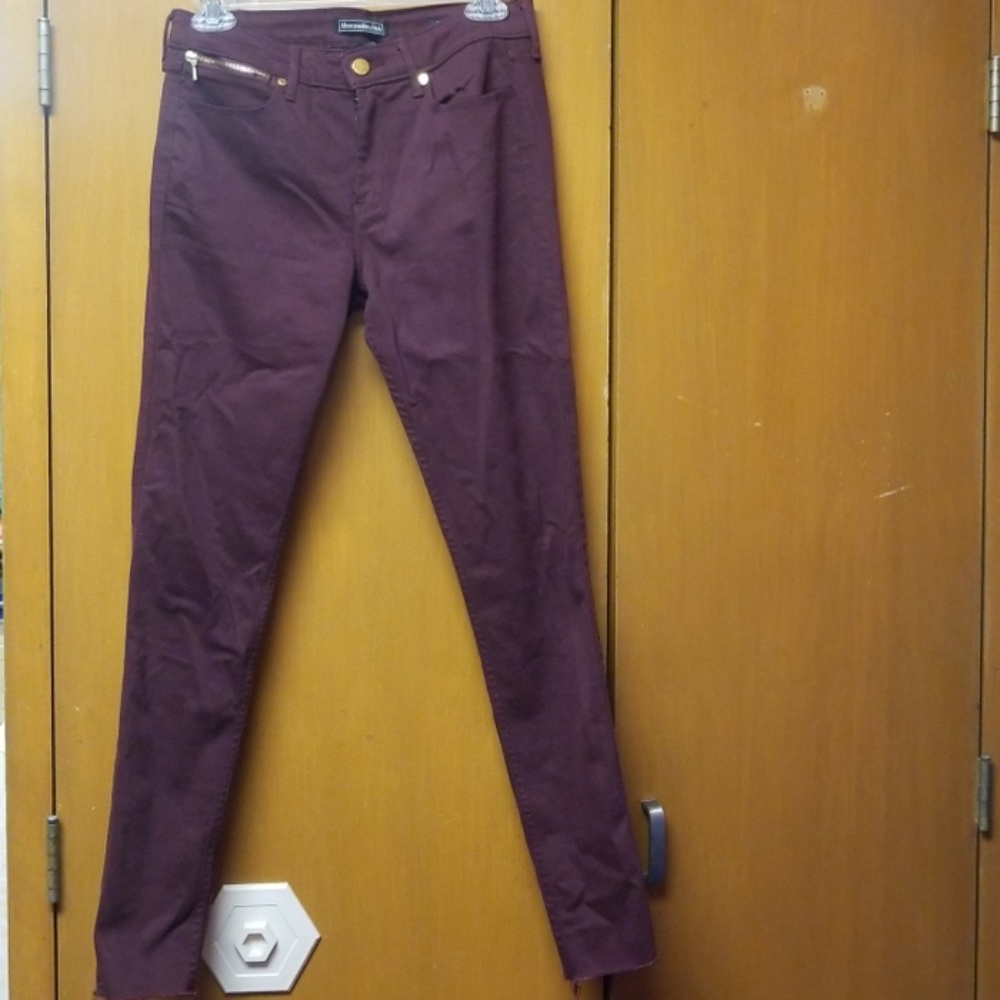 Abercombie and Fitch maroon super skinny jeans